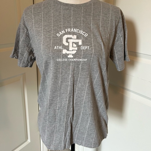 San Francisco athletic department championship grey and white striped tshirt - Picture 1 of 4
